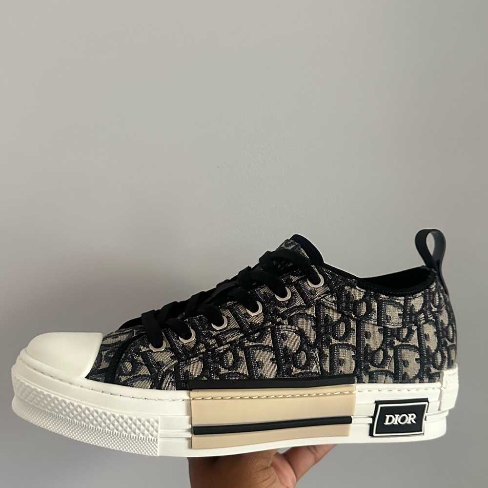 Dior Black and Gold Monogram Sneakers